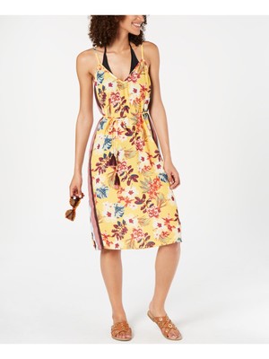 Женский купальник MIKEN SWIM с желтым цветочным V-образным вырезом и завязками до колен Cover Up XS