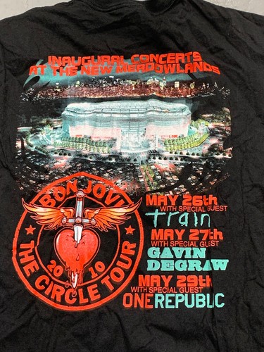 BON JOVI Circle Tour Meadowlands NJ 2010  Black T-Shirt Trai
