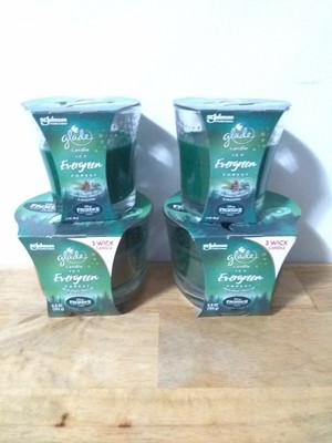 LOT 4 GLADE  2 6.8 OZ+ 2 3.4 OZ CANDLES ICY EVERGREEN FOREST & ENCHANTED