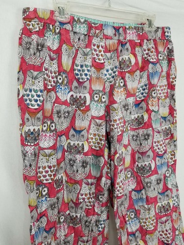 Anthropologie Eloise Owls Lounge Pajamas Sleep Pants XL Flannel