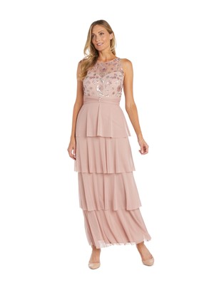 R&M RICHARDS Womens Pink Mesh Lined Waist Skirt Sleeveless Formal Dress 14