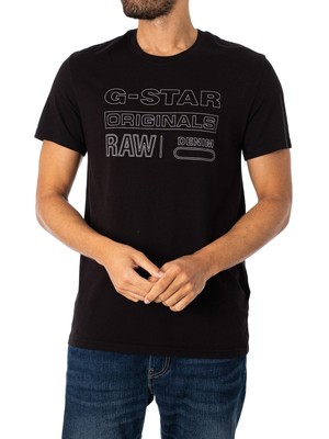 

Мужская оригинальная футболка G-Star RAW, черная, Черный, D22775-C506-6484