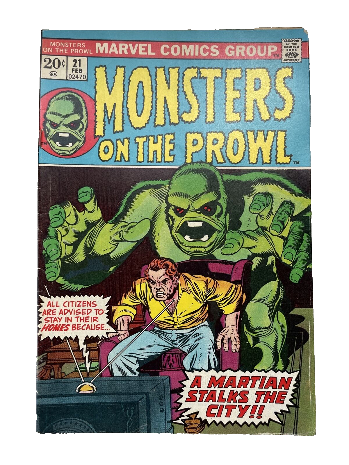 Monsters On The Prowl #21 Marvel Horror 1973  "A Martian Who Stalks the City"