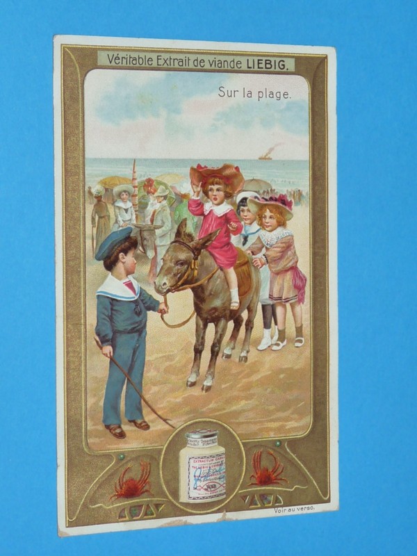 Chromo 1907 Liebig Serie 913 Sur La Plage Enfants Mer Jeux