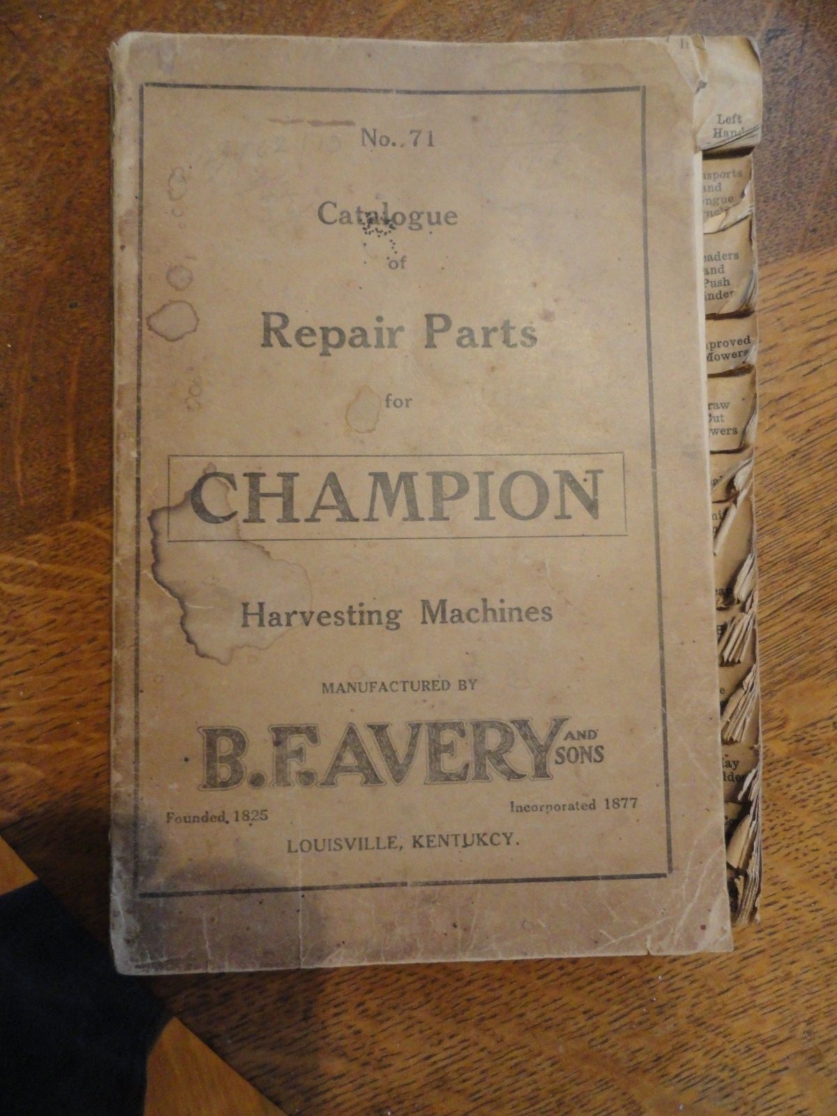 1924 CHAMPION HARVESTING MACHINES Parts Catalog & Price List
