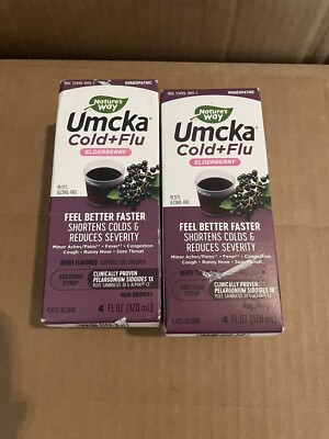 2 Qty-Nature's Way Cold + Flu Relief Syrup**, Umcka