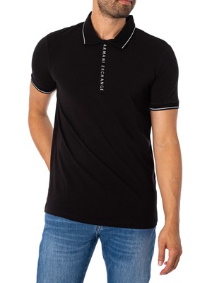 

Мужская рубашка-поло на молнии с логотипом Armani Exchange, черная, Черный, 8NZF71-ZJH2Z-1200