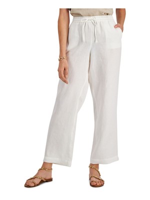 

CHARTER CLUB Женские белые брюки с завязками и подкладкой на шнурке для работы с высокой талией Брюки, Белый, 100041532MS