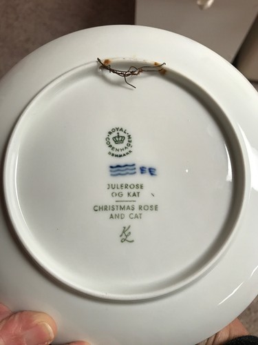 Royal Copenhagen Christmas Plate 1970 Christmas Rose and Cat  JULEROSE OG KAT