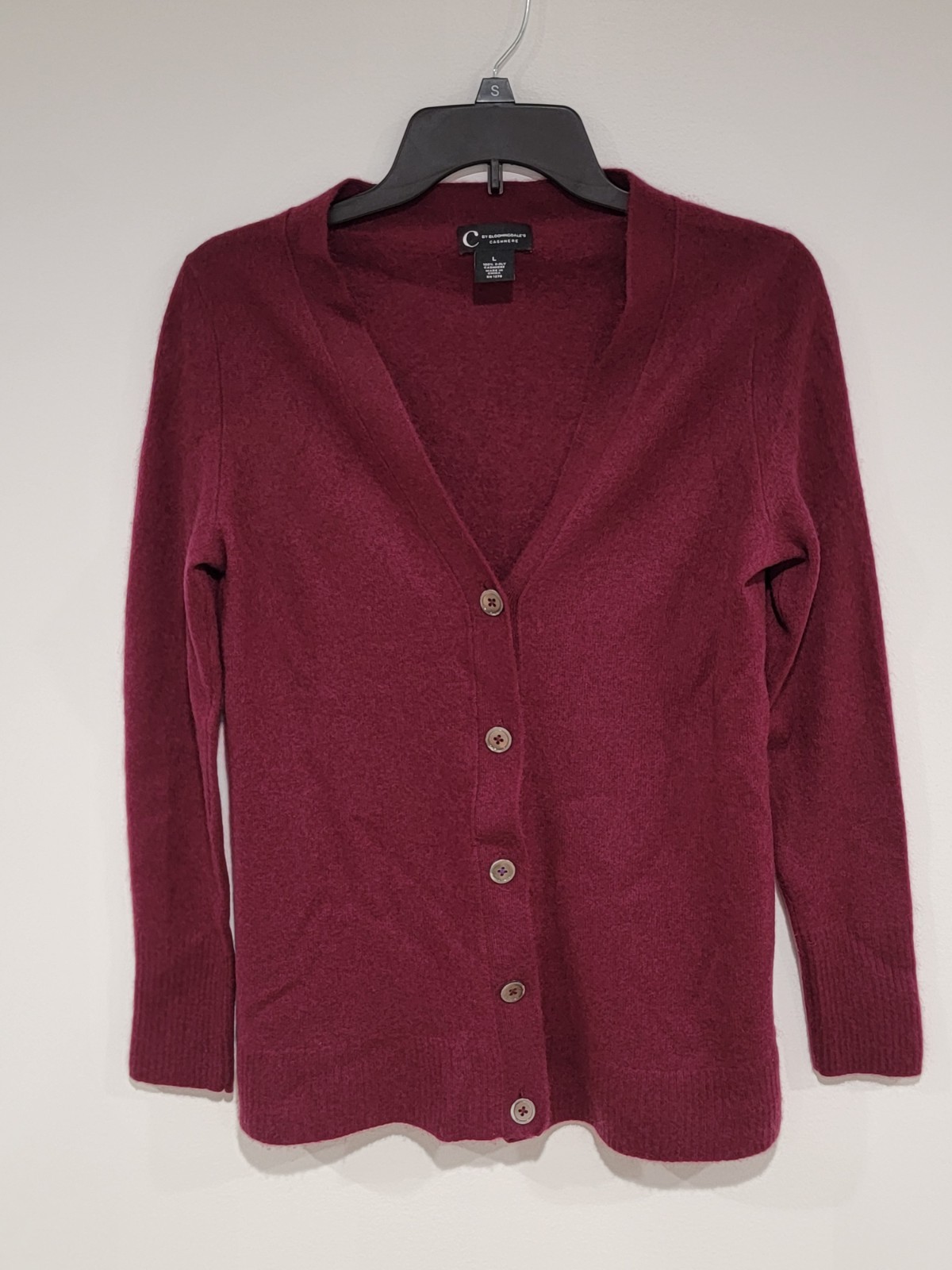 C by Bloomingdales Cashmere Burgundy Sweater Women's Size L (Fits like a medium)