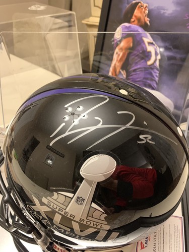 Ray Lewis Signed Helmet And Picture