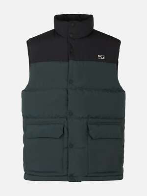 Pre-owned Mc2 Saint Barth Man Down Padded Green Vest With Pockets