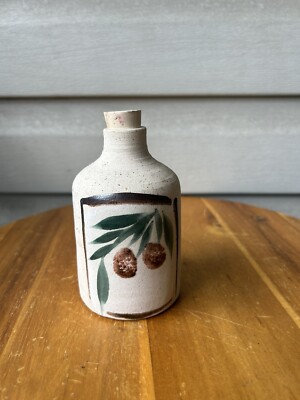 Israeli Pottery Batya Studio Hand Painted Stoneware Olive Oil Jug Cruet 5 