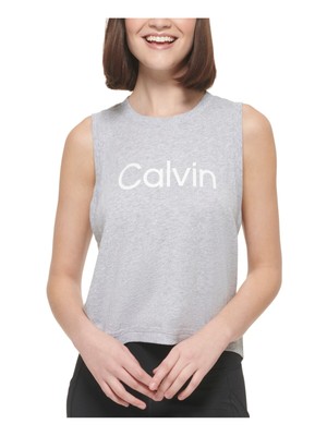 Женская майка CALVIN KLEIN PERFORMANCE Womens серого цвета с логотипом Active Wear S\P