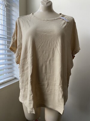 NWT old Navy Women s 4X Beige Yellow Beige Short Sleeve Fitted Crop Rib Knit Top