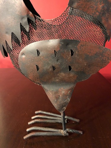 Rooster Indoor Outdoor Metal Statue Tea Light Candle Holder Farmhouse Decor 10”