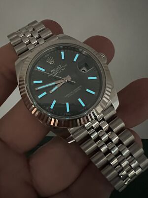 Pre-owned Rolex Datejust 41 126334 18k Fluted Mint Green Dial Jubilee Box Papers