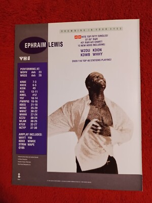 EPHRAIM LEWIS - 1992 US Full-Page Ad 'Drowning In Your Eyes ' Single (HITS Mag.)