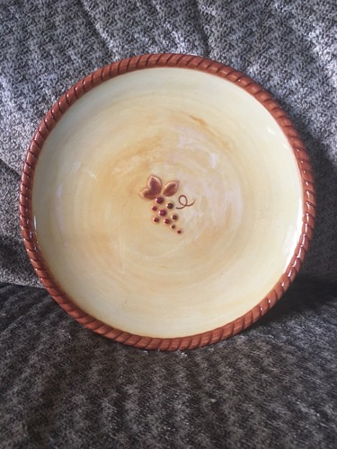 Fitz & Floyd Del Vino Trellis 2 Lunch & 2 Bread Plates Rope Yellow Tan Grape FF