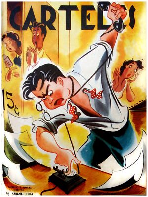 423.Quality Interior Design Poster"Angry Boss is breaking phone"Humorous retro