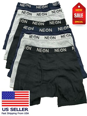 3 or 6 Pack Men's Cotton Underwear Neon  Boxer Briefs Comfort Flex Waistband