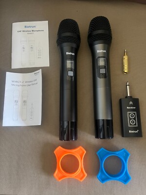 Wireless Microphone with Bluetooth, Professional UHF Dual Handheld Dynamic Metal