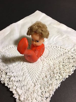 Vintage  2-1/2'' Red Plastic Pixie Doll Figure 