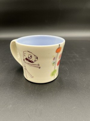 Lollipop Pottery Monster Mug Red Zombie Marked On The Bottom Handmade Cup