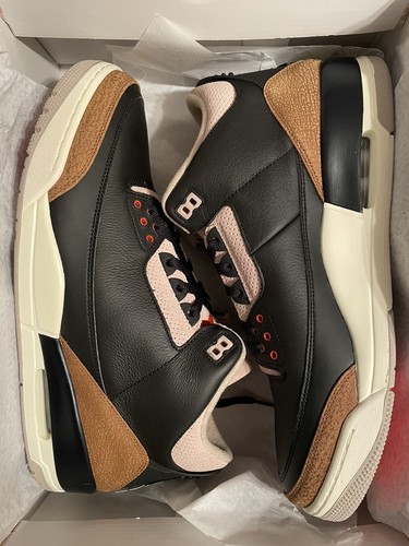 Pre-owned Jordan Brand Size 13  3 Retro Black Rush Orange Fossil Stone Basketball Shoes