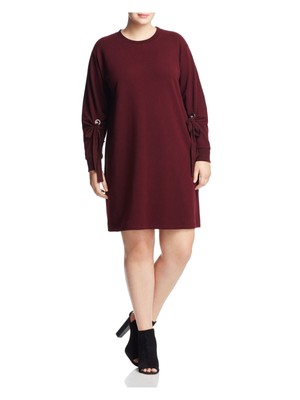 

TWO BY VINCE CAMUTO Женское бордовое платье-толстовка с завязками и люверсами плюс, Burgundy