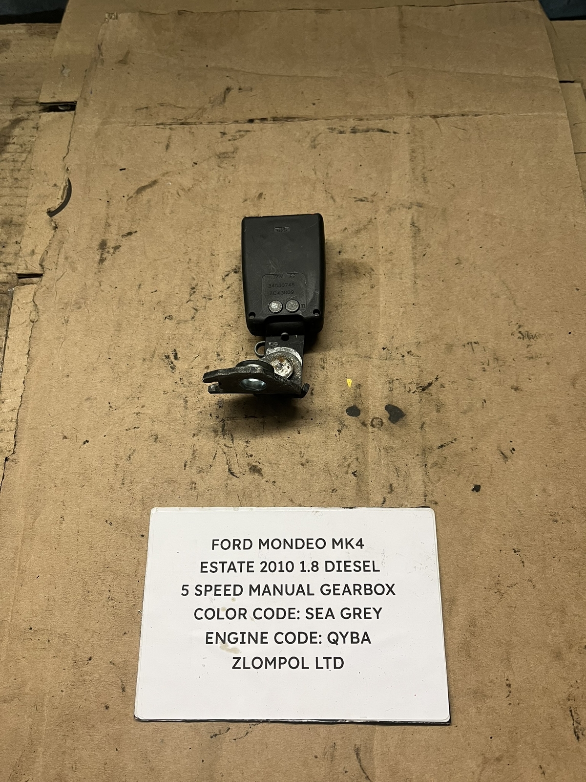 Ford Mondeo MK4 Estate 2010 1.8 Diesel Rear Passenger Seat Belt Buckle 34030748