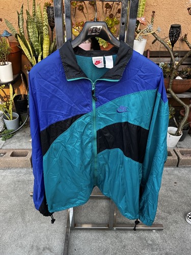 Vtg 80s 90s Nike Track Jacket Mens XL Colorblock Full Zip