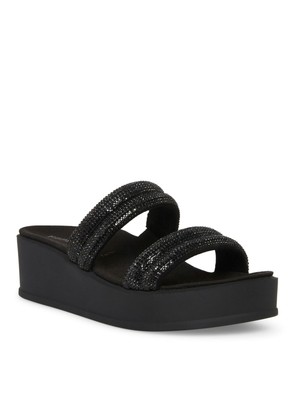 

ANNE KLEIN Женские черные сандалии без шнуровки на танкетке Vanessa Toe 1-1/2 дюйма на платформе 7,5 7,5, Черный, VANE01F9