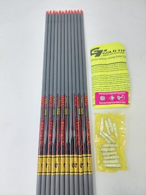 12pk Gold Tip Velocity 500 Uncut Carbon Arrow Shafts w/ Inserts & Nocks: VEL500S