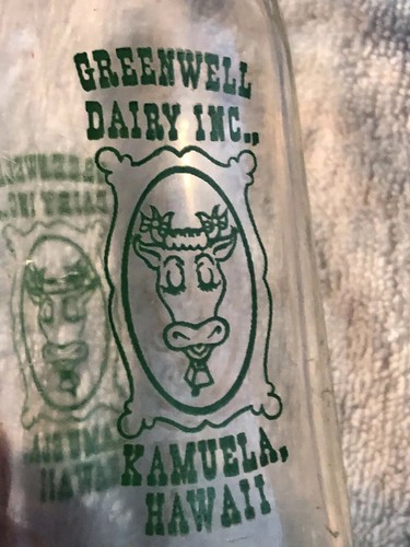 GREENWELL DAIRY INC KAMUELA HAWAII DAIRY MILK BOTTLE HALF PINT PREOWNED