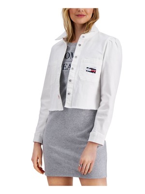 

TOMMY JEANS Женская белая джинсовая куртка с пуговицами на пуговицах из смесового хлопка TOMMY JEANS, Белый, T1BC2GHE