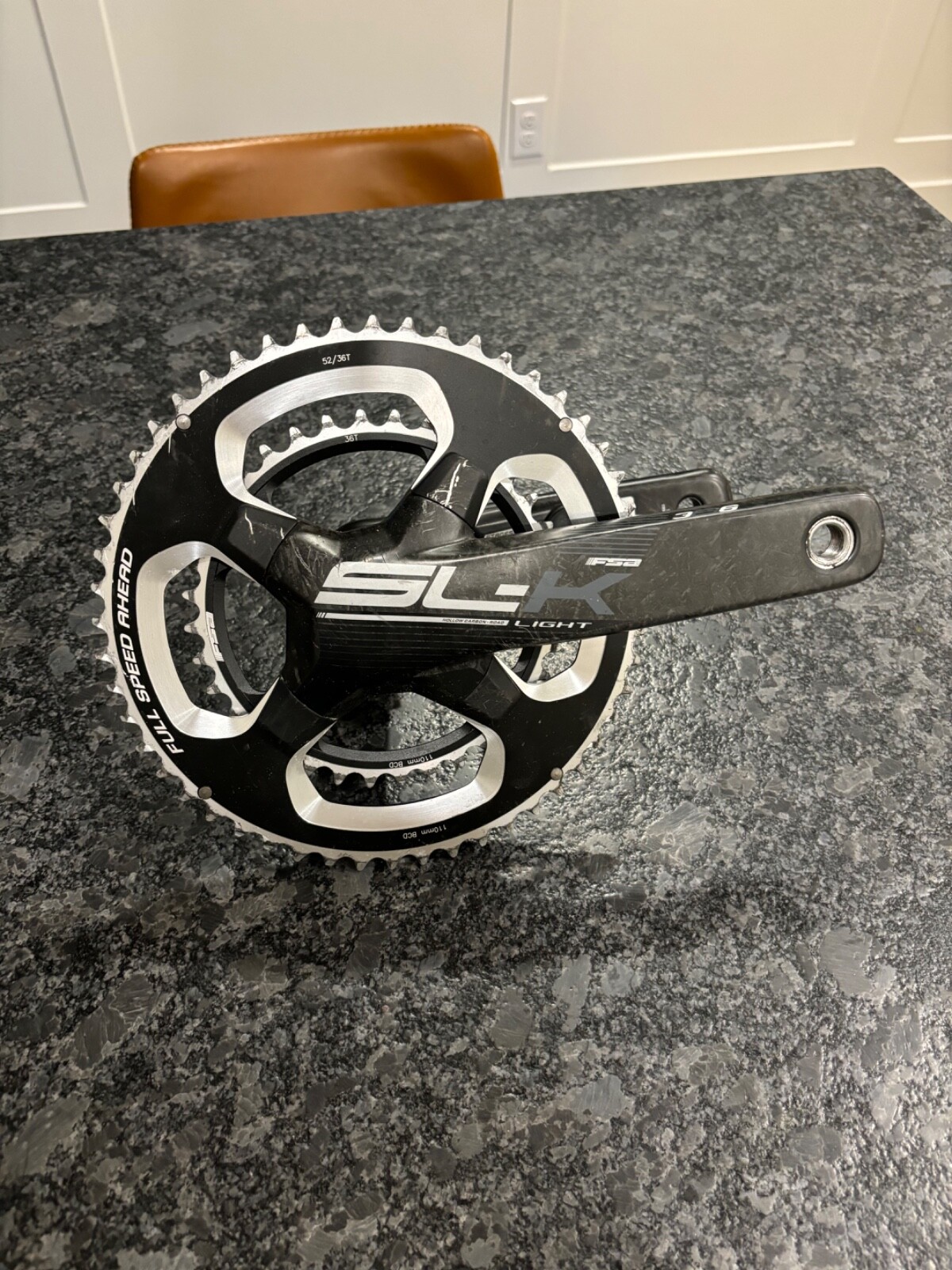 FSA 36/52 SL-K carbon lite road bike crank set with L sided Stages power meter