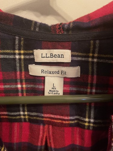 LL Bean Womens Relaxed Fit Red, BP Plaid Zip Up Hoodie Flannel Shirt Jacket SzL