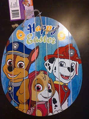 Nickelodeon Paw Patrol Spring Welcome Hanging Wood Sign ''Happy Easter'' 