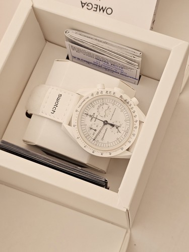 Pre-owned Omega X Swatch Mission To The Moonphase Snoopy Anniversary Bioceramic Moonswatch