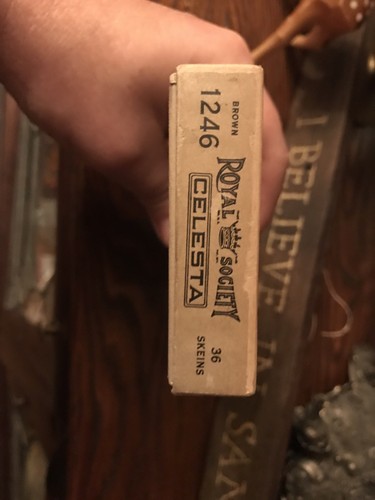 Antique Royal Society Empty Cardboard Box Satin Strand Brown 1246 Empty 1930’s