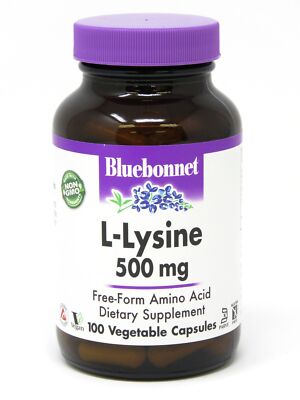 Bluebonnet L-лизин 500 мг 100 растительных капсул