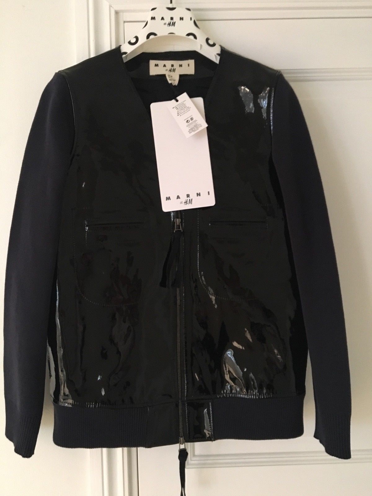 BNWT! MARNI AT H&M SHINY LEATHER JACKET. BLACK. SIZE EUR38