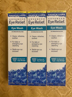 Bausch & Lomb Advanced Eye Relief Eye Wash 4oz ea [3 PACK] Exp 12/25 Free Ship