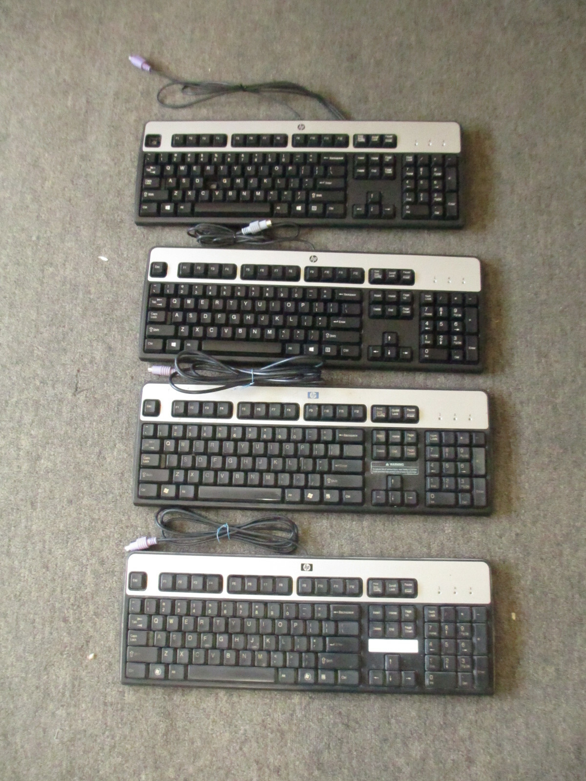 Lot of 4 Hewlett-Packard PS/2 Wired Keyboard KB-0316/SK-2880