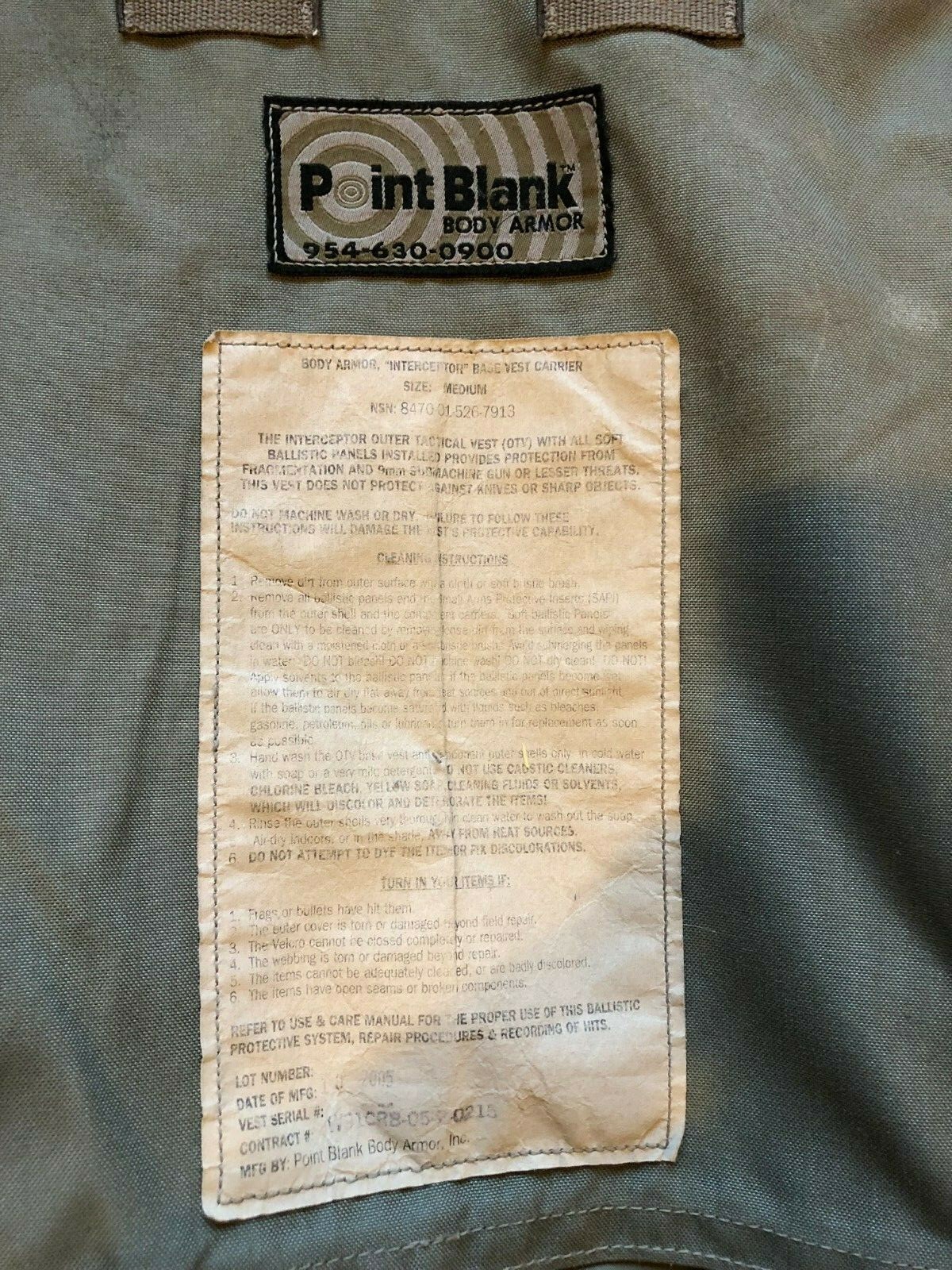 Point Blank Vest with Plates Body Armor medium 847001526-7913