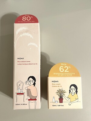 MIDHA Bundle Rice Cream 62% + Toner 80% For Oily & Sensitive Korean Skincare