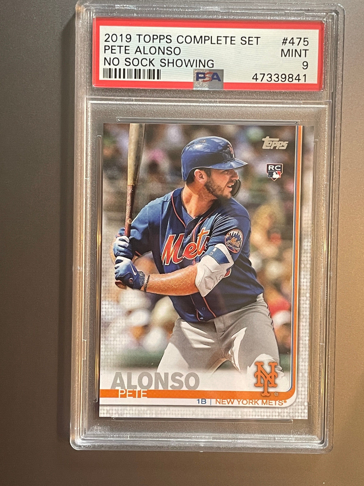 2019 Topps Pete Alonso #475 Complete Set No Sock Showing SP Rookie RC PSA 9 Mint