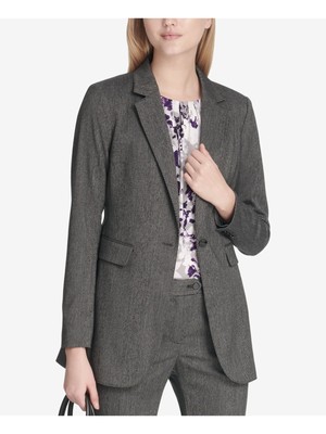 

CALVIN KLEIN Womens Grey Herringbone Wear To Work Jacket Petites, Серый, T8NJ4633
