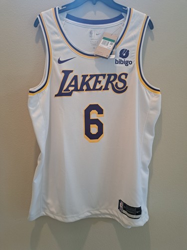 Los Angeles Lakers LeBron James #6 Nike White Bibigo